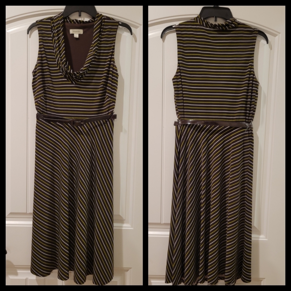 Dress Barn cowl neck stripe midi dress